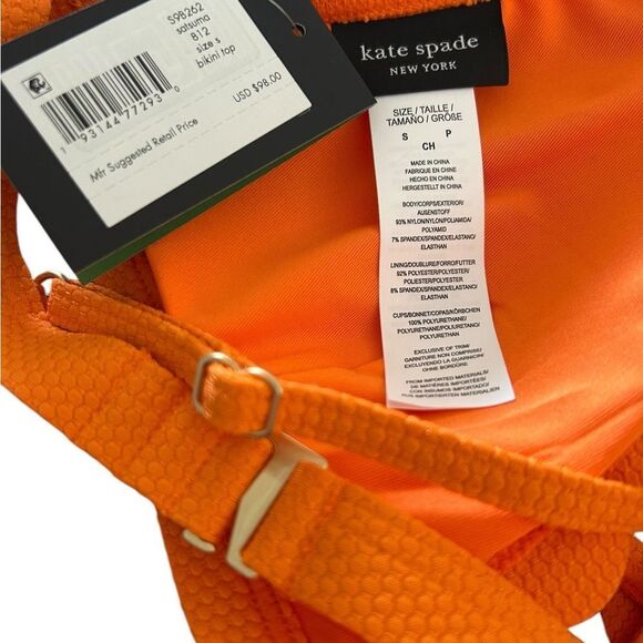 KATE SPADE New York Satsuma Scalloped Pique Underwire Bikini Top Bra Small S - Picture 6 of 6